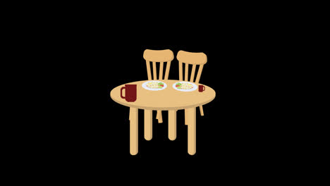 Dining-table-on-Delicious-food-with-chair-concept-animation-with-Alpha-Channel.